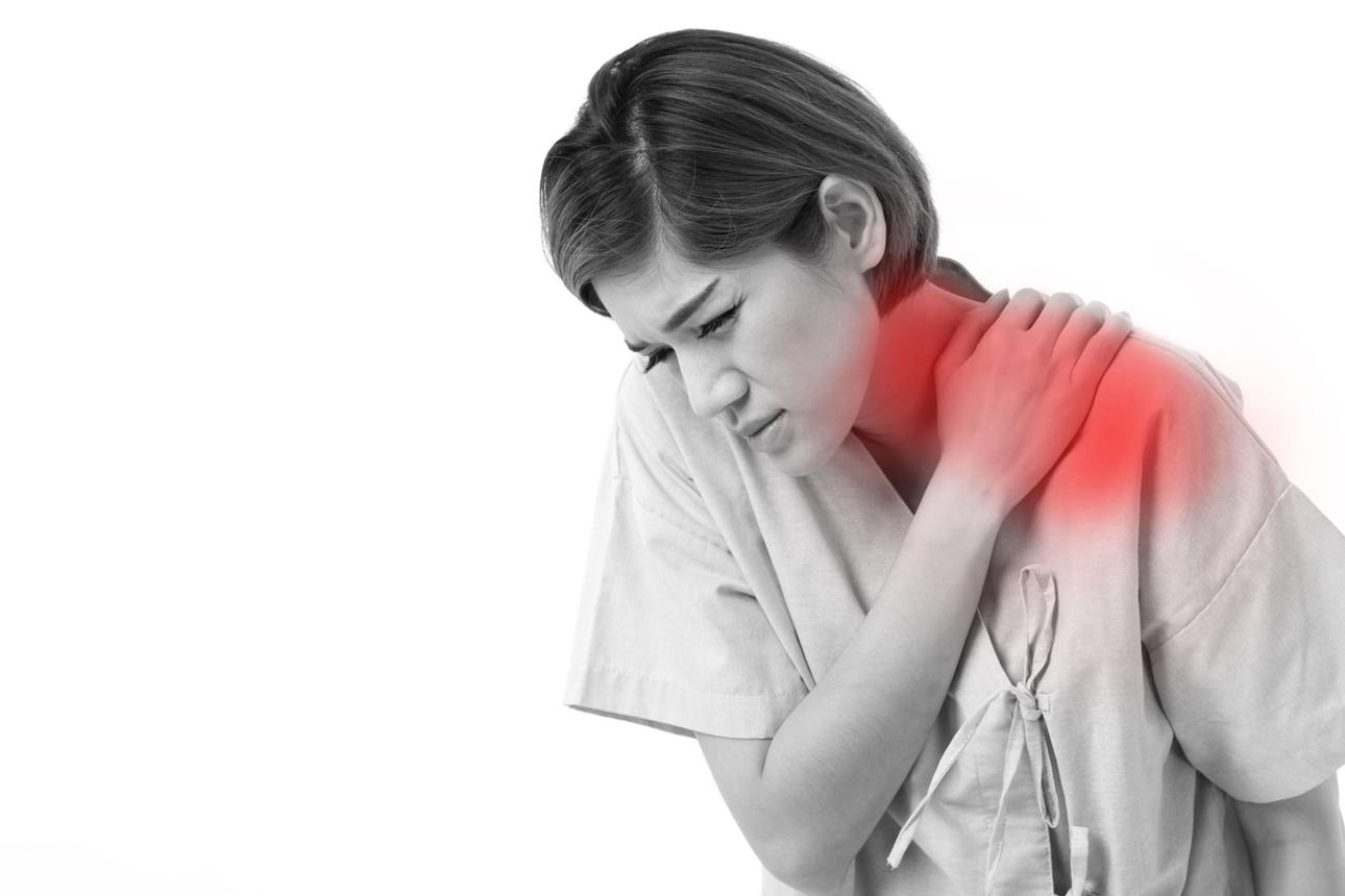 Patient experiencing shoulder tension