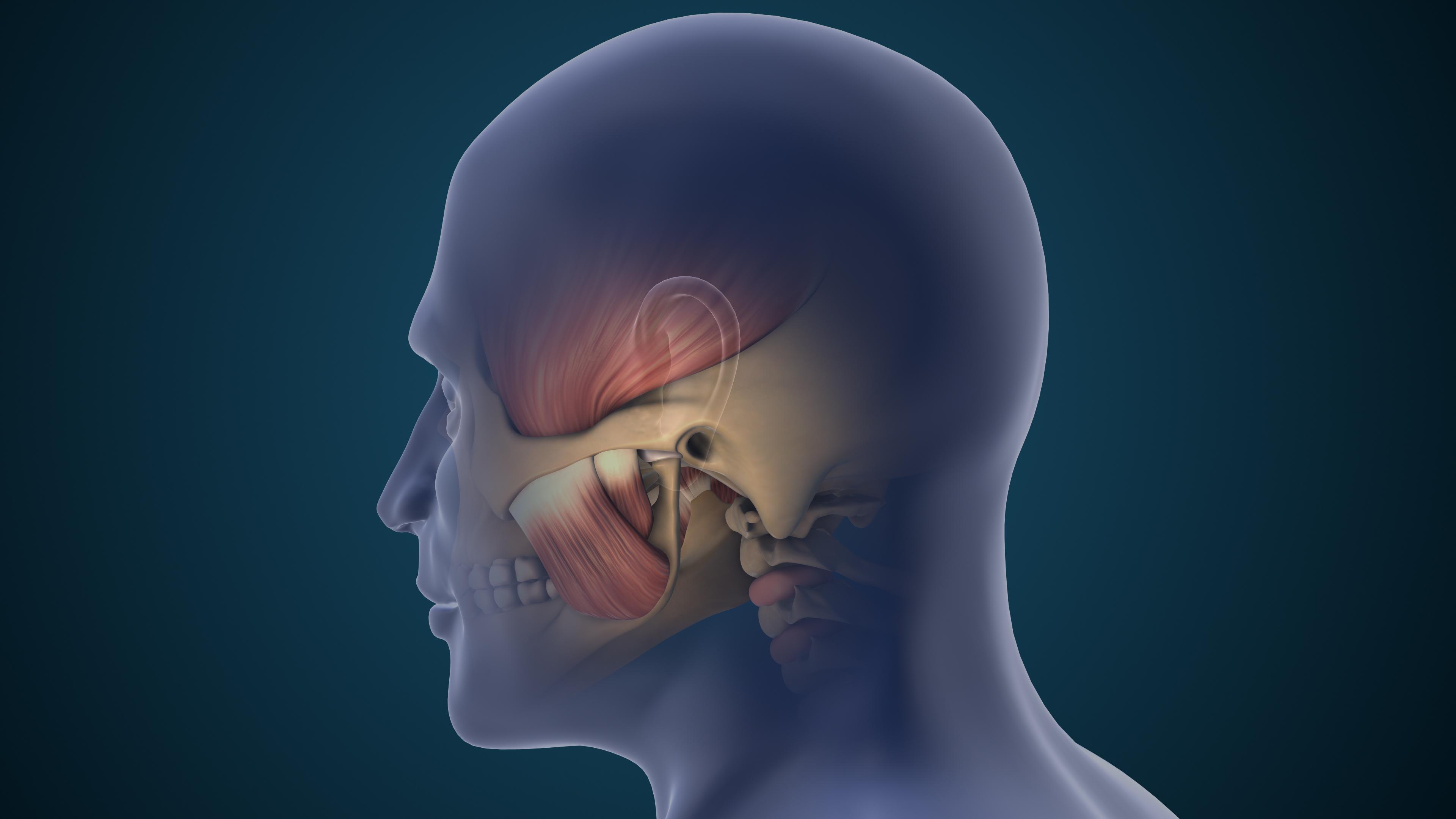 Patient experiencing TMJ jaw pain and facial discomfort